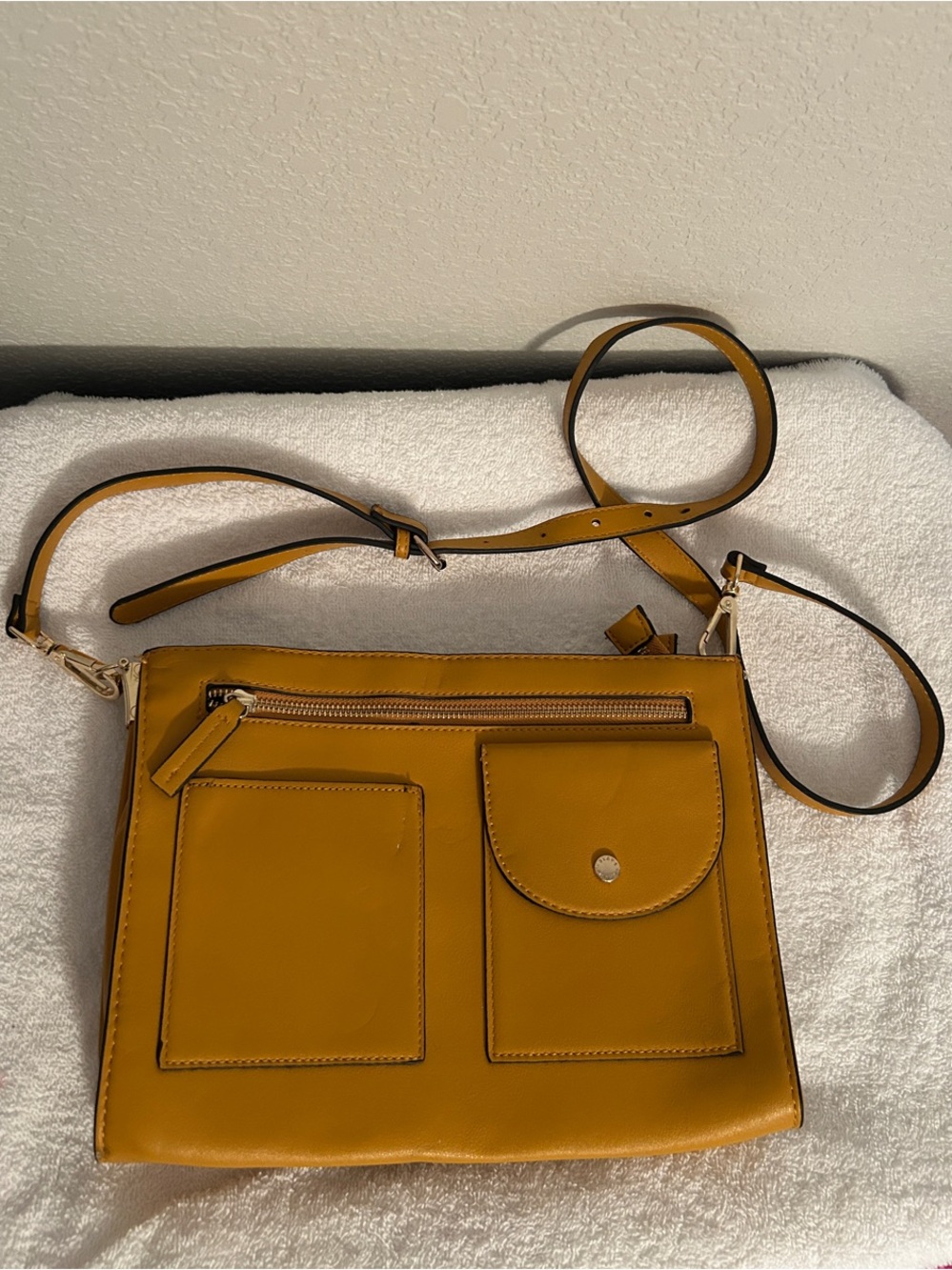 Steve Madden Mustard Yellow Front-Pocket Crossbody Bag